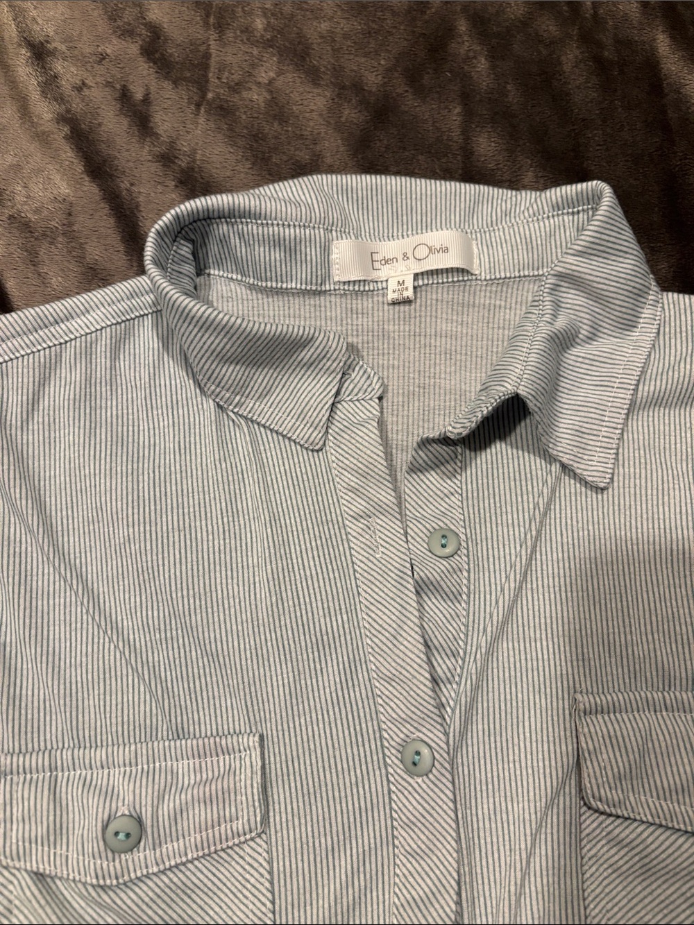 Light Blue Pinstripe Button-Up Shirt - Picture 2 of 6